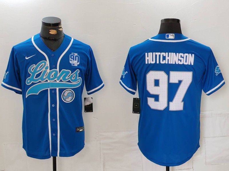 Men Detroit Lions #97 Hutchinson Blue Second generation joint name 2024 Nike Limited NFL Jersey style 8155->detroit lions->NFL Jersey